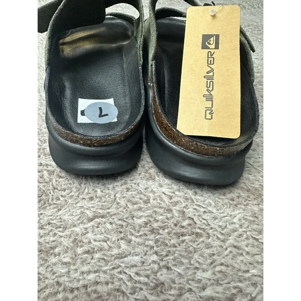 Quiksilver Deck Double Band Slide Sandals Men's Size 7 Olive Green New